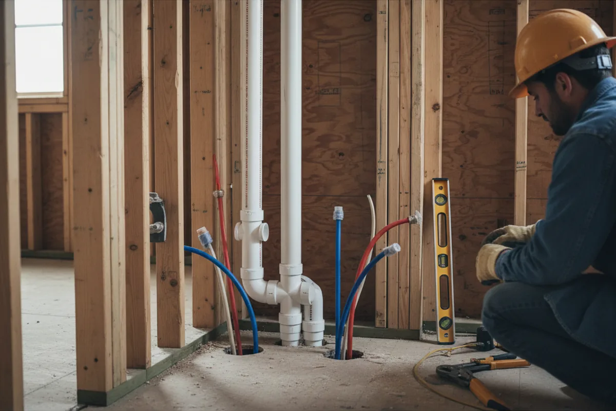 Drain and supply rough-in during Toilet Repair and Installation in Oakland Mills
