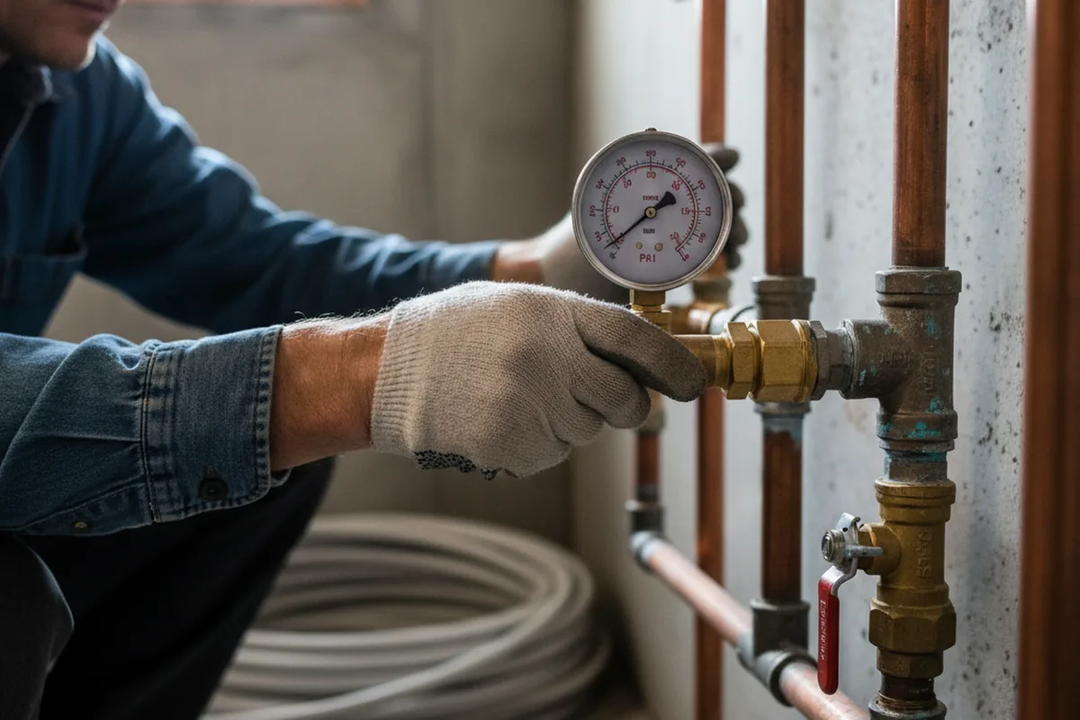 Pressure testing a repaired line during Water Line Repair in Oakland Mills